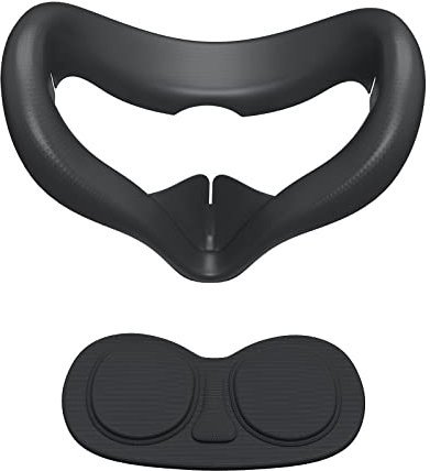 SUPERUS Aktualisierte Silikon-Gesichtsabdeckung mit Linsenschutz für Oculus/Meta Quest 2, Anti-Lichtaustritt, reinigbares VR-Zubehör, hält Ihr VR-Headset schweißfrei und hygienisch (Schwarz)