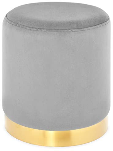 Deco Mex SH21SO2015 Hocker Glamour H.38 D.32cm grau, Gold