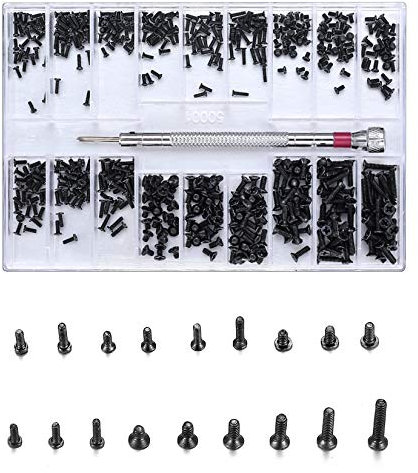 Vwoqiy 500 Pcs Micro Vis de Réparation, Kit d'assortiment Mini Vis électroniques pour Lunettes, Ordinateur Portable, Bijoux, Réparation de Montres
