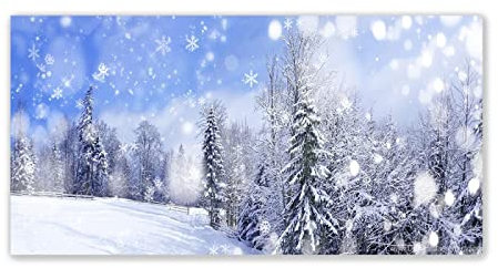 JZSDGB Winterbild auf leinwand-leinwandbilder xxl winter-Landschaftsmalerei auf Leinwand-Wandkunst Gemälde für Wohnzimmer Deko-bilder auf Leinwand-Winter Schneewittchen-Baum 20x40cm(8x16in) Rahmenlos
