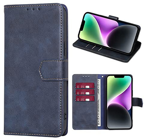RankOne Flip Wallet Case for Samsung Galaxy A51 4G (6.5 Inches), PU Leather Phone Cover Sleeve Holster - Blue