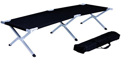 Mojawo Feldbett mit Stahlgestell Campingbett 190x62x42cm Reisebett Liege Klappbett inkl. Tragetasche Gästebett, Farben:Schwarz