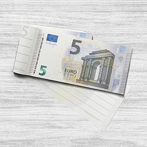 Scratch Cash Block 5 € Euro - 50 Banknoten, auf die Sie schreiben, Gutscheine, Gutscheine, Gutscheine und Gadgets (im Vergleich zu echten 125% erhöhte Größe)