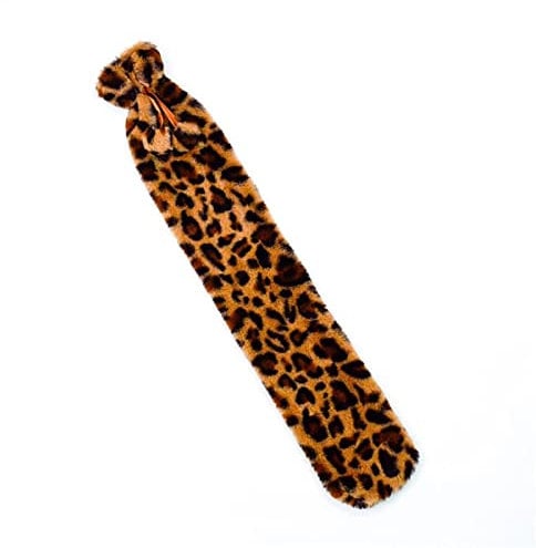 Premium 2 Litre Large Hot Water Bottle Luxury Soft Cover Cream Thermal Rubber Bottle Covered with Faux Fur | Ideal for Hot and Cold Compress, Hand & Feet Warmer, Muscle Pain Relief (Leopard Faur Fur)