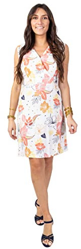 Coton Du Monde | Robe Courte Cache cœur Chic Sharla imprimé Floral Blanc 36