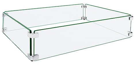 vchin Feuerstelle Windschutz, 80 x 36,8 x 15,2 cm, Glas-Windschutz für quadratische Feuerstelle, aus klarem gehärtetem Glas, Set mit Montageanleitung (evtl. nicht in deutscher Sprache), einfach zu