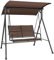 COSTWAY 2 Seater Garden Swing Chair, Outdoor Hammock Bench Chair with Adjustable Canopy and Soft Cushions, Steel Frame Porch Patio Swing Seat Lounger for Balcony Poolside Deck