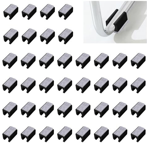 UFURMATE Lot de 40 coussinets de chaise en plastique de 11 à 12 mm avec patins en feutre, protection de sol en forme de U pour pieds de chaise ronds (noir)