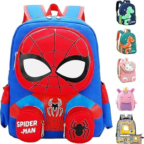 LUKIUP Kindergartenrucksack, Kinderrucksack Jungen Rot, Kleiner Freund Rucksack Kindergarten, Karikatur Rucksack Jungen(33 * 26 * 11 cm), für Kita Kindergarten Jungen Ab 2-5 Jahren