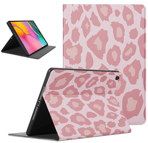 Foonary Cover Tablet per Samsung Galaxy Tab A 10,1 2019, Ultra Sottile PU Pelle Antiurto Custodia Flipcon Funzione Supporto Aesthetic Protettiva Case per Tab A 2019 SM-T510/SM-T515, Rosa Leopardo