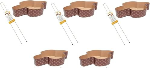 mille idee Kit pasticceria pasqua per colomba 2 spillone acciaio inox 52cm 5 stampi colomba 1 kg in carta da forno