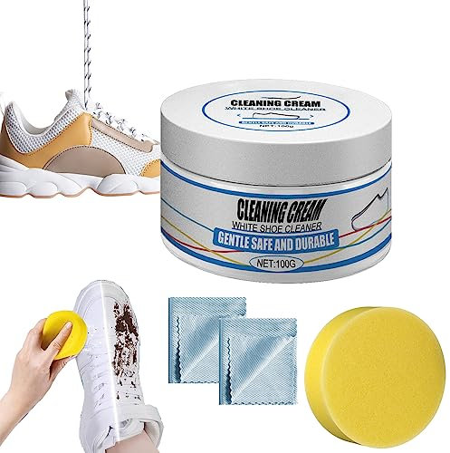 Shinerme Shoe Cleaner, White Shoe Cleaning Cream, Exetucation Shoe Cleaner, White Trainer Cleaner Shoe Whitener for Trainers, Multi-functional Cleaning and Stain Removal Cream (1SET)