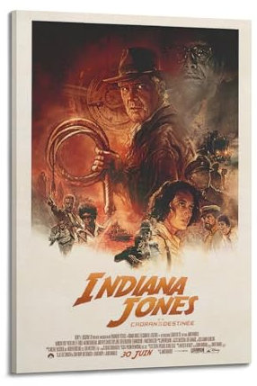 Zamou Leinwandposter, Motiv: Indiana Jones und das Zifferblatt des Schicksals, dekoratives Wohnzimmer-Poster, Schlafzimmer-Poster, 30 x 45 cm, Rahmenstil