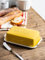 Butterdose mit Porzellandeckel für die Arbeitsplatte Butterhalter Behälter für eine Stange Butter Strukturiertes Tablett Butterbehälter für rutschfeste Aufbewahrung - Gelb Klein
