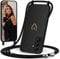 IBETEK Coque avec Cordon pour Samsung Galaxy A54 5G, Coque de Cellulaire Corde Silicone Étui en Motif Coeur avec Réglable Collier Téléphone Chaîne Lanyard Case Housse pour Samsung A54 5G, Noir