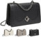 Travistar Handtasche Damen Umhängetasche Damen Klein - Kette Crossbody Bag Damen Schultertasche Leder Crossbag Damen Mode Gewebtes Muster Abendtasche mit Kreditkartenfächer Schwarze