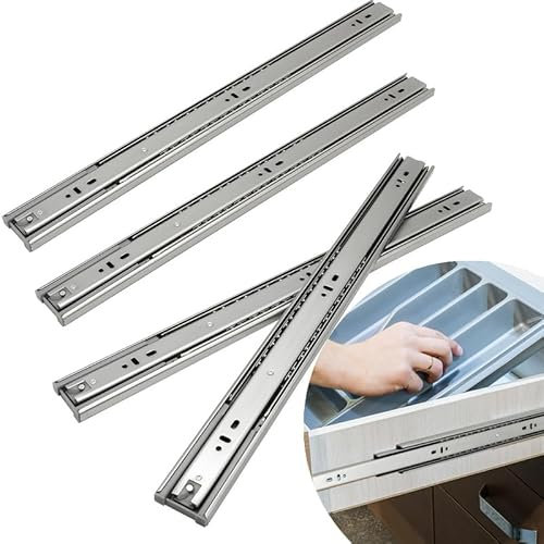 Daromigo Schubladenschienen, Vollauszug 400mm Softclose, Stabiles Schubladen Schienensystem mit kugelgelagerten 45 KG Tragfähigkeit, Einfache Montage 8 Stück(4 Paar)