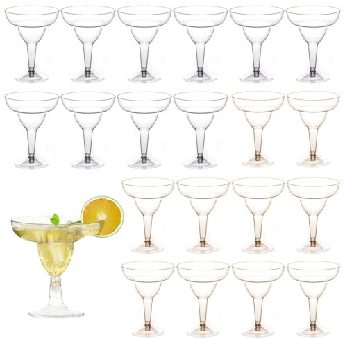 20 Pack Martini Glasses Plastic Champagne Cups Clear Stemmed Party Cup Glitter Wine Cocktail Glasses Sparkling Plastic Transparent Cups for Outdoor Garden Birthday Anniversary Weddings (Combination)