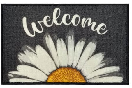 Tabakguru Fußmatte Welcome Gänseblümchen 40x60cm groß für Innen & Außen - Schmutzfangmatte rutschfest, waschbar & wetterfest - für Eingangsbereich & Außenbereich