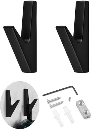 JINTANG Garderobenhaken schwarz Matt,6 pcs kleiderhaken akustikpaneele schwarz,Wandhaken akustikpaneele garderobe für Küchen, Bäder, Foyers und Flure (schwarz, 2PCS)