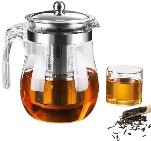 Vellivar Glass Teapot, 350ml Teapot for 1, Glass Teapots with Infuser, Heat Resistant Small Teapot with Tea Pot Infusers for Loose Tea, Stovetop Safe Tea Pot