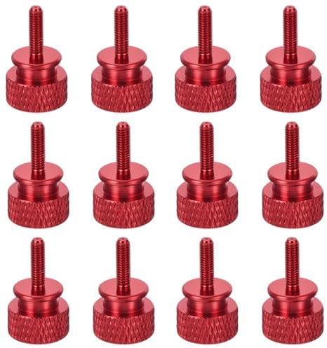 sourcing map 12pcs M3x10mm Knurled Thumb Screw Computer Case Threaded Hand Tighten Screws Aluminum Alloy for PC Case, Wine Red
