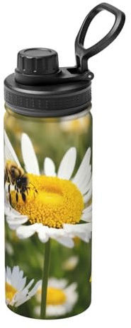 Spring Daisy Flowers Print Water Bottles Stainless Steel 18oz Heat Resistance Outdoors,Travel Cup Men Women