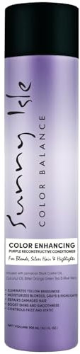 Sunny Isle Color Enhancing Purple Reconstructive Conditioner 10.1oz | For Blonde, Silver, Platinum, Gray Hair & Highlights