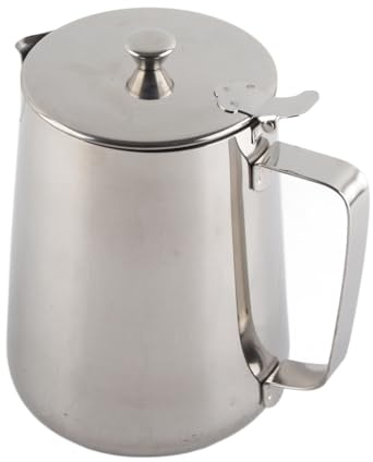 Stainless Steel Milk Jug with Lid, for Coffee Frothing, Selectable Sizes | Durable Foam Pitcher for Barista Use, Fit for Home Kitchen, Proof Lid Design