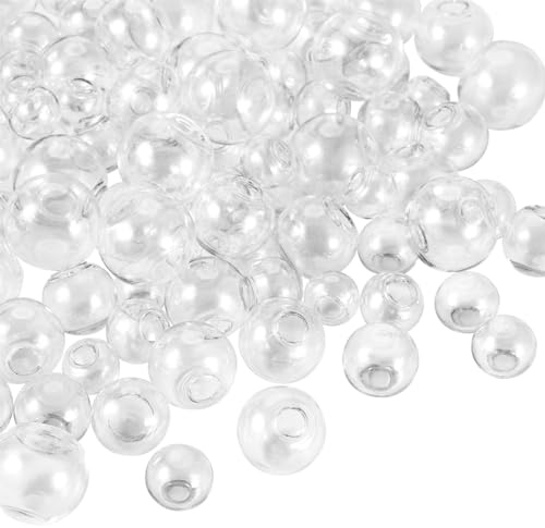 Craftdady 100 Stück Glaskugel-Flaschen, klar, rund, hohl, Kristall-Flaschen, lose Mini-Wunschglas-Kugelperlen für Ohrstecker, Ohrringe, Schmuckherstellung, DIY Handwerk