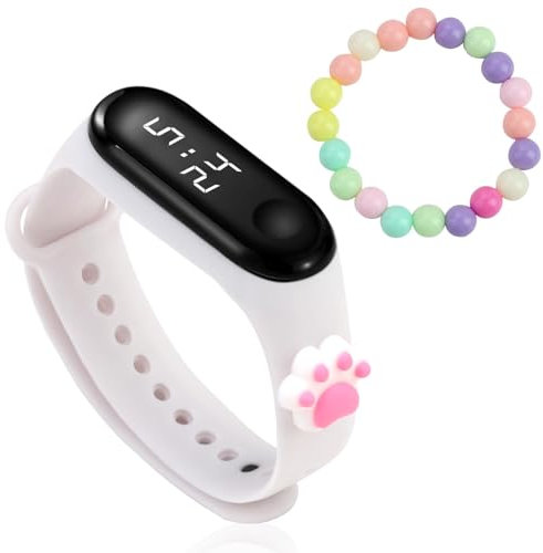 Joynine Sportliche Digitaluhr für Kinder – Kinderuhr mit Armband für Mädchen – Armband aus Silikon – Kommunionsuhr für Mädchen – wasserdicht – ideal für 6 – 15 Jahre – Katzenklauen, Kunststoff