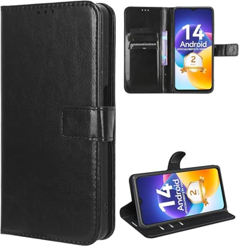 MEMELOKA Cover per Blackview Wave 8/Wave 8C/OSCAL Flat 2C/OSCAL Flat 2, Interno TPU Antiurto e Premium PU Flip Wallet Custodia con Slot per Scheda [Magnetica a Scatto][Funzione di Supporto] - Nero
