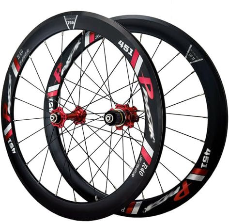 MIRODO Falträder Laufradsatz 20 Zoll 451 BMX Aluminiumlegierung Doppelwandige Felge 20/24H Vorne 2 Hinten 4 Lagern Nabe Schnellspanner 100/130mm V-Bremse Für 7-12-Gang-HG-Kassette(Red)