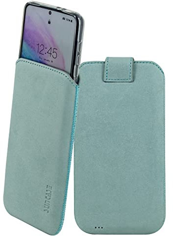 Suncase Etui Tasche kompatibel mit Samsung Galaxy S25 Plus 5G Hülle mit ZUSÄTZLICHER Case Lasche mit Rückzugfunktion Ledertasche Schutzhülle in antik-türkis