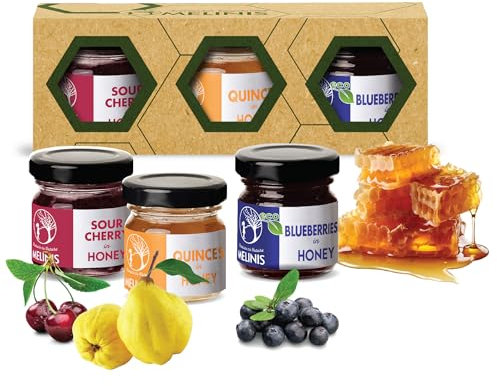 Miel De Acacia Ecológica Pack Degustación 3 x 40 g – Arándano, Membrillo Bereczki Y Guinda Ácida – Untable De Fruta Para Desayunos, Postres, Smoothies Y Snacks - Melinis