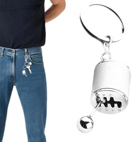 Whnbuij Keeechains Schaltgetriebe-Schlüsselanhänger | Spielzeug für manuelles Getriebefeld, kreativer Keyring mit 6 Gängen, Zubehör für FOB-Schlüsselanhänger, silber/schwarz, riferimento alla