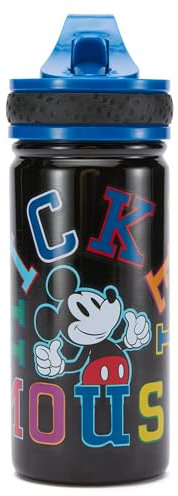 Disney Store Official gourde Mickey, 458 ml, gourde en acier inoxydable pour enfants, avec paille rabattable et couvercle à visser
