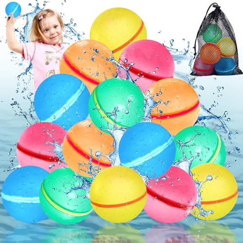 SaiXuan Wiederverwendbare Wasserbomben Silikon 15 Stück – Selbstschließend & Schnell befüllbar, Nachhaltiges Wasserspielzeug für Kinder & Erwachsene, für Garten, Pool, Strand & Familie