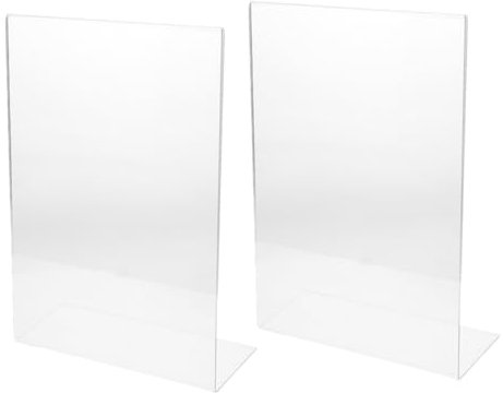 VILLFUL 2 Stück Acryl Tischaufsteller Förmiger Doppelseitiger Menühalter für Preislisten Qr Codes und Werbeanzeigen für Büro Restaurant und Einzelhandel Hochformat