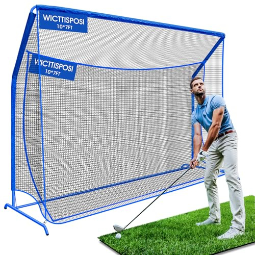 Golf Hitting Net with Extra Striking Net, 10x7ft&7x7ft Heavy Duty Golf Practice Nets for Golfers Backyard Driving Swing Chipping, Golf Impact Nets with Metal Frame and Storage Bag, Indoor Outdoor Use