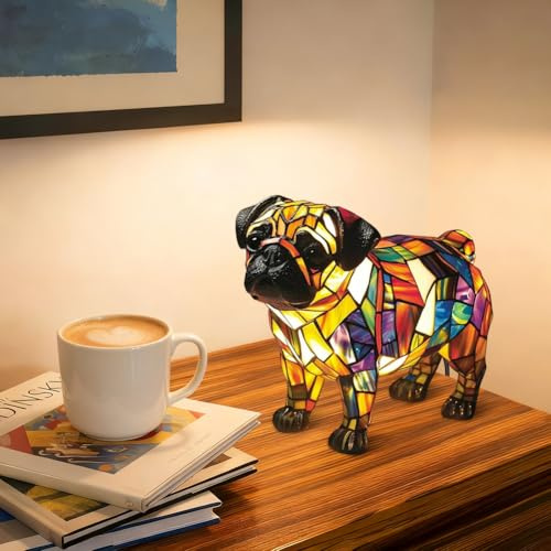 LOMUG Shar Pei Lámpara de Noche Decorativa Resina Perro Luminoso Lámpara LED Luz Noche Clase Energética A Mascotas Lámpara de Noche para Ventiladores Perros Decoración del Hogar Habitación
