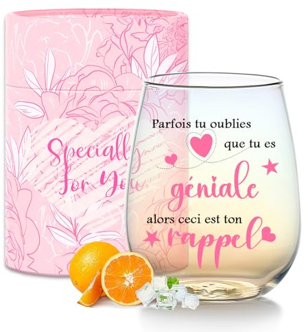 Cadeau Femme Personnalisable Verre A Vin Idee Cadeau Anniversaire Femme | Verre A Eau Cadeau Noel Fete Des Meres Saint Valentin Tasse Idee Cadeau Collège Maman Soeur Amie Fille Original Utile Mug