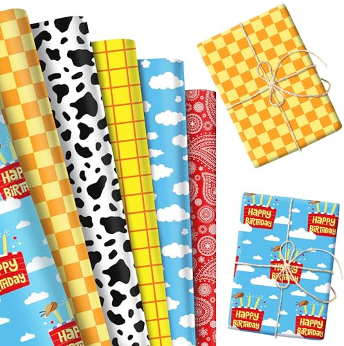 LaVenty Spielzeug Partyzubehör Geschenkpapier Cowboy Geschenkpapier Wüsten | Spielzeug Partyzubehör Geschenkpapier Cowboy Geschenkpapier Wüsten DIY Bastelgeschenk für Geburtstagsfeier Babyparty