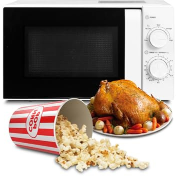 SMETA Mini Microwave 700W Small Solo Microwave oven 20 Litre Simple Manual Control easy to use for the elderly,compact countertop microwave with 5 Power Levels,Quick Cooking,Easy To Clean,White