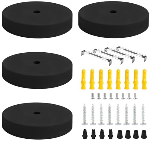 4 Stück Deckenbaldachin, 100 mm x 25 mm Lampenabdeckung Decke Schwarz Anschlussdose aus Metall Kabelabdeckung für Alle Lampen