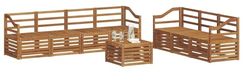 vidaXL Sofagarnituren 8 pcs Natur Massivholz Akazie, Moderne Garten-Sofa-Ecke, Bequeme Sitzgruppe für Terrasse, langlebig und stylisch