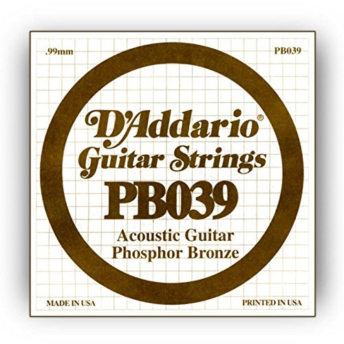 D'Addario PB039 .039 Phosphor Bronze Wound for Acoustic Guitar Single String