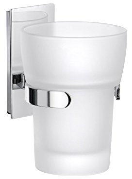 SMEDBO Halter mit Glas Tumbler, Chrom poliert, ZK343 Pool, silber, 7,7 x 9 x 15,5 cm