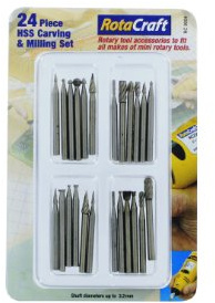Rotacraft 24 Piece HSS Carving & Milling Set,Grey