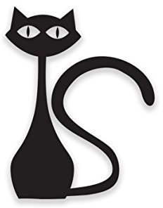 Cat standing Fridge sticker funny cat black self adhesive vinyl - A4 size - art decor/wall decor/kitchen decal